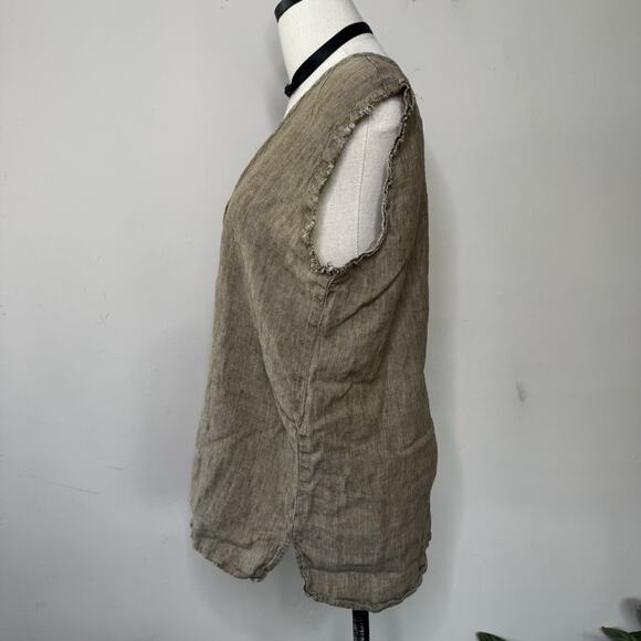 Vintage FLAX Earthy Oversized Linen Blouse Textured Top Boho Cleangirl Indie M - Picture 3 of 5